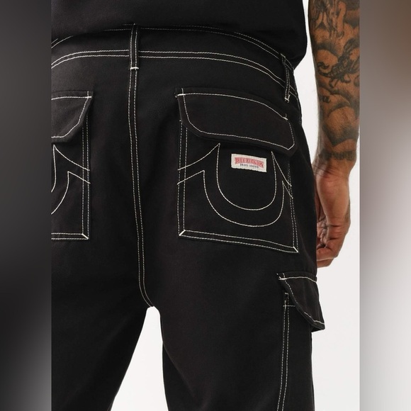 True religion BAGGY CARGO PANT men size 32 color black - Picture 2 of 11